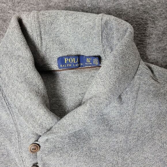 Polo Ralph Lauren Sweater Mens Size 2XL Gray Shawl Collar Red Small Pony - Picture 3 of 9
